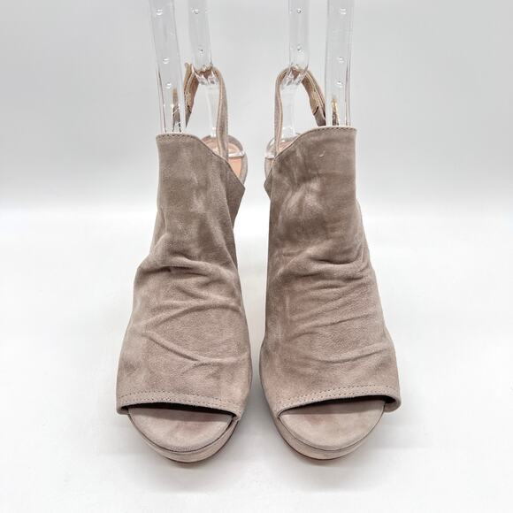 RENATTA JOP Suede Slingback Heels Womens 37 Taupe Gray Platform Stiletto Strap - Picture 3 of 13